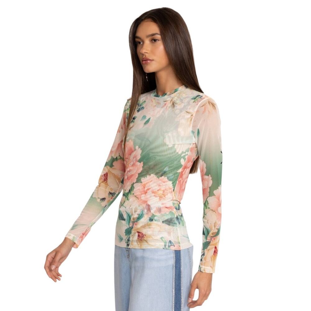 Johnny Was Jade Natalie Long Sleeve Mesh Tee Shirt Top Size Large Lightweight - Picture 3 of 11